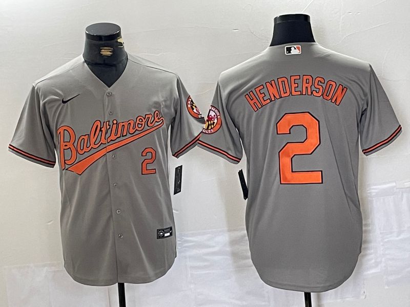 Men Baltimore Orioles #2 Henderson Grey Game 2024 Nike MLB Jersey style 1